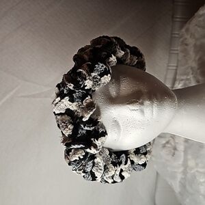 Womens handmade bucket hat with ruffles all around brim. Black, white, and gray.